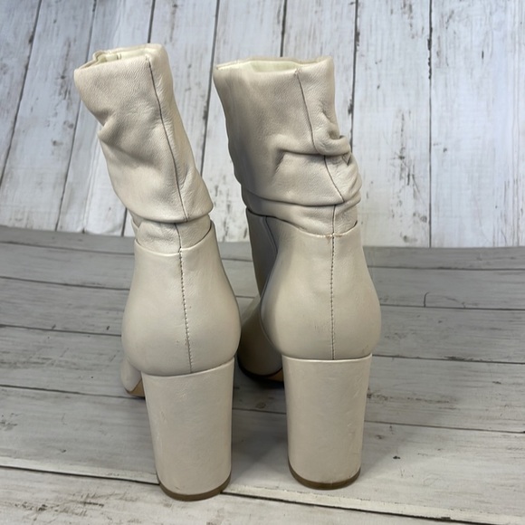 Marc Fisher Pointed Toe Slouchy Cream Ankle Boots - Picture 5 of 14